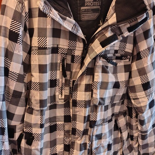 Protest Waterproof Jacket Large with Hood like new, black and white
