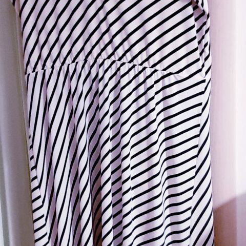 Summer jersey dress with straps H&M Large/XLarge striped white blue new