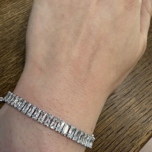 Bracelet with white zircon, new, stainless steel