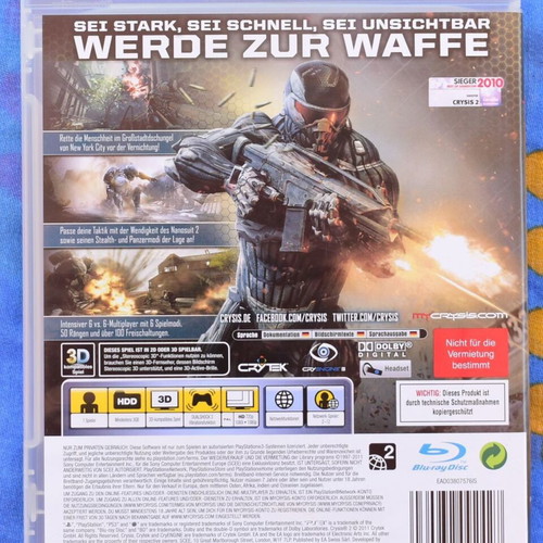 Crysis 2 PlayStation 3 game like new, sci-fi shooter