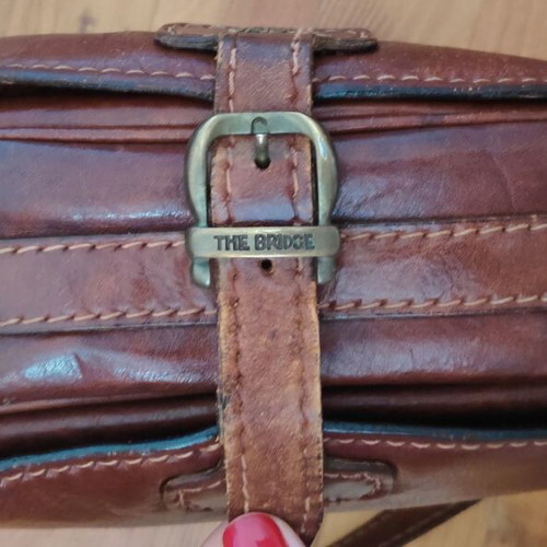 The Bridge shoulder bag used, cognac leather, spacious with three compartments