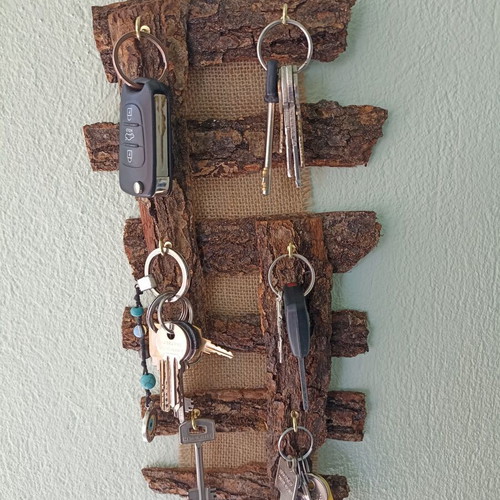 Handmade wall stand for keys from tree bark new