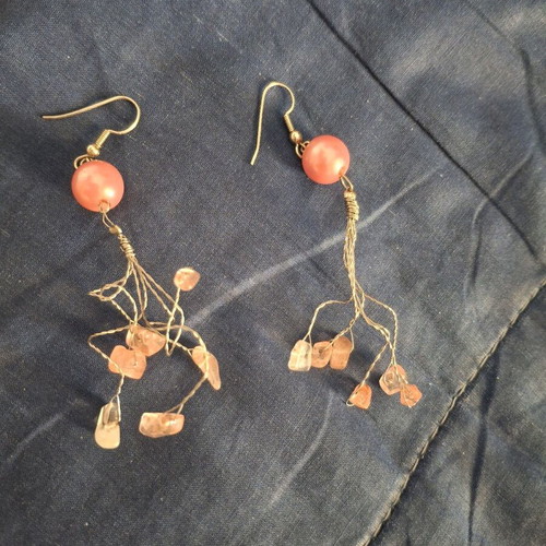 Earring set with white-pink stones slightly used