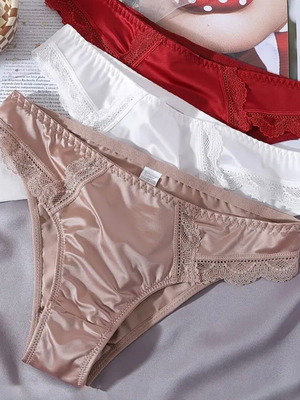 Women's satin slip underwear new, pack of 3 pieces XL