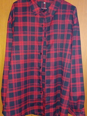 Flannel men's shirt plaid red and black size 2XL like new