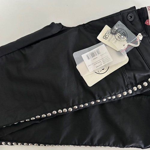BSB Jeans Sadie Leather Pants New Black with Studs