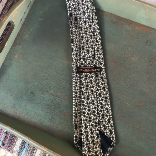 Bonaparte silk tie used, blue and gold tones