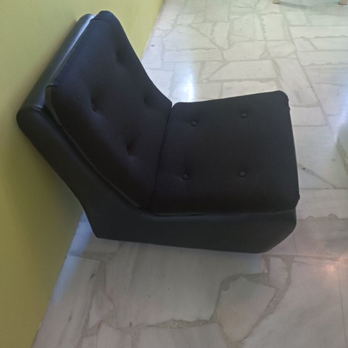 Lounge armchair, modern design, dark fabric