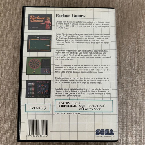 Parlour Games Sega Master System complete