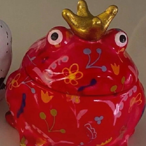 Decorative frog biscuit jar new