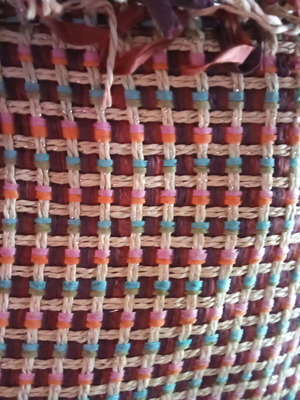 Woven straw bag new, multicolored with inner pockets
