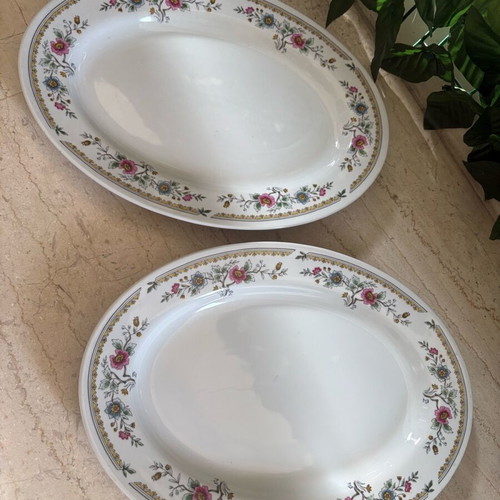Sandrini Rich Vintage Oval Porcelain Serving Platters Set of 2 New