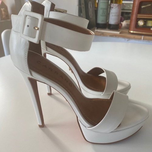 Carrano leather platform sandals used, white, size 38