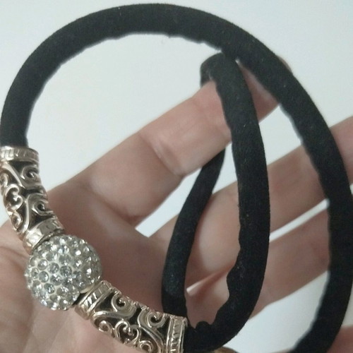 Necklace used black fabric cord with silver magnetic clasp