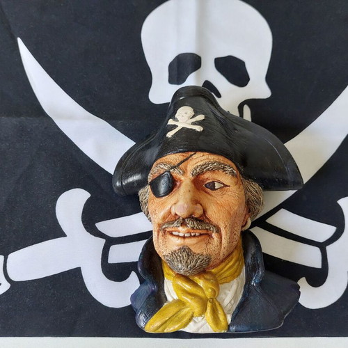 Vintage Pirate Bust and Pirate Flag