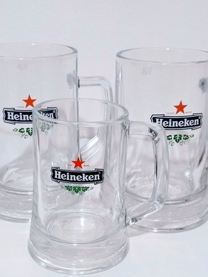Heineken vintage collectible beer mugs set of 3, like new