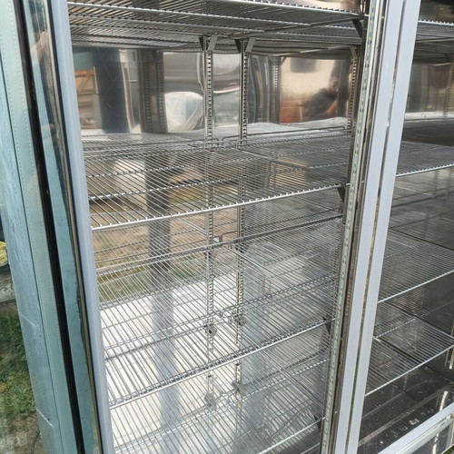 Stainless Steel Upright Display Fridge used, 2.15m height, double doors