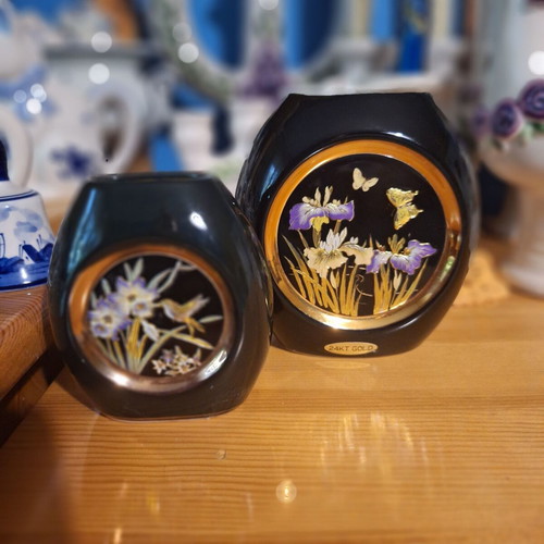 Two Japanese porcelain vases 24KT gold, new