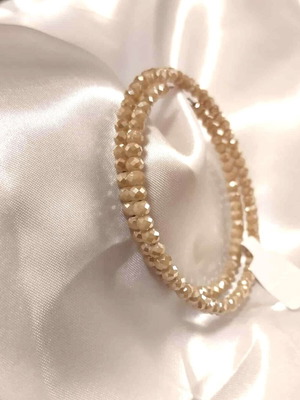 Double handmade bracelet new with shiny crystal stones in champagne beige