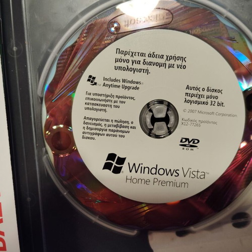 MS Windows Vista Home Premium DVD 32-bit like new with Win Anytime Upgrade