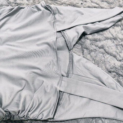 Grey blouse used with satin texture, size M