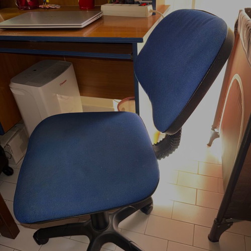 Desk with bookshelf and chair used, ideal for students or pupils