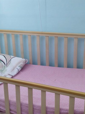 Baby bed with dresser used, wooden construction