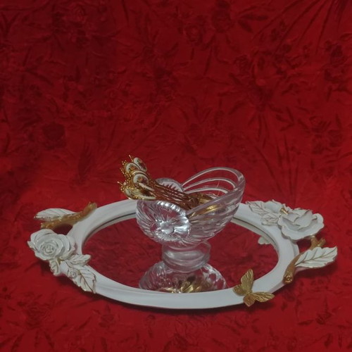 Art Nouveau Vannes le Chatel Nautilus Shell Crystal Candy Dish