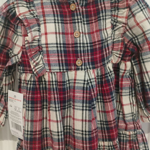 Fred&Flo checked dress 3-6m new with gift tights
