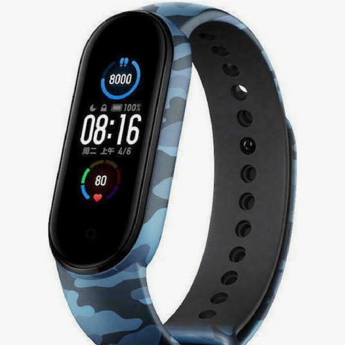 Camo Silicone Strap Blue for Xiaomi Mi Band 5 and 6 new