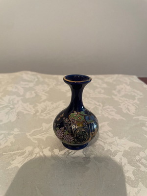 Fine Cobalt Vase καινούργιο μπλε με χρυσό 7 χ 5 εκ.