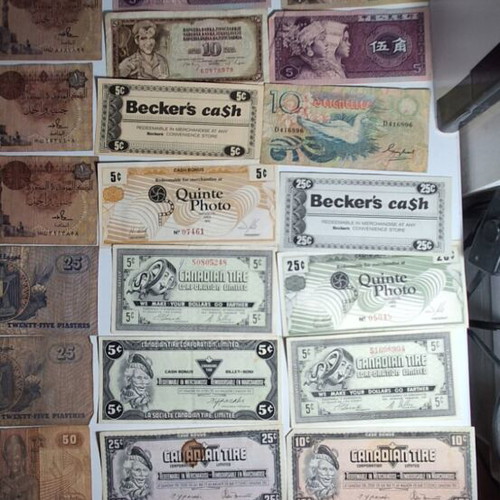 Paper money collection used from Europe, Asia, America
