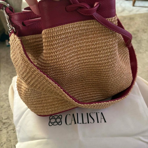Callista raffia and leather hand bag new with red details