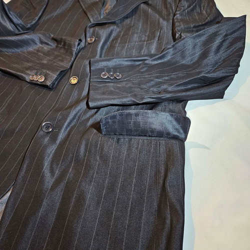 Carlo Pignatelli men's jacket black shiny striped size L like new