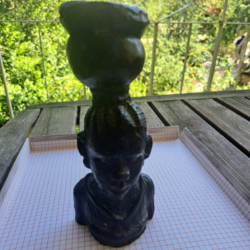 African vintage wood carving used ebony