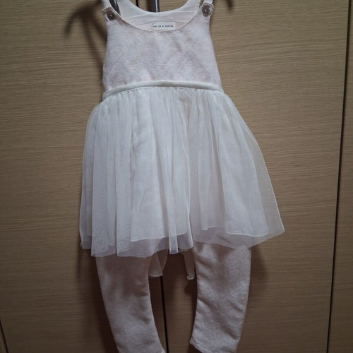 One-piece suit Two In A Castle like new, baby pink and white, size 92 cm