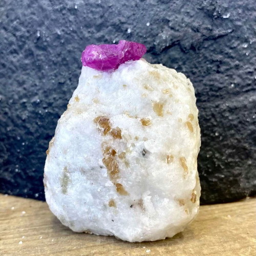 Natural rare raw ruby specimen in feldspar with mica new