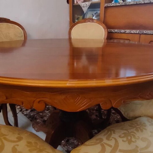 Vintage wooden dining set with 6 chairs used