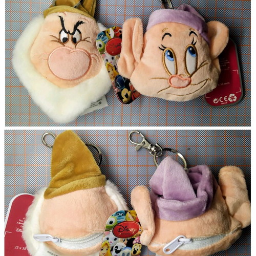 Disney keychain wallets with Grumpy and Dopey new, multicolor