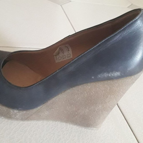 Platform shoes new blue leather Wall Street size 38
