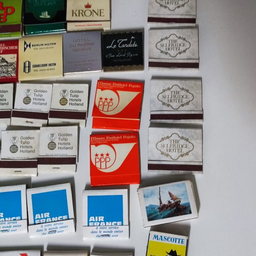 Collection of rare matchboxes used, airlines and hotels