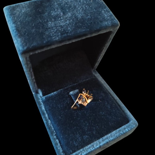 Gold 585/14K ring with multicolored stones, vintage style