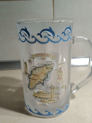 Large Beer Glass with Rhodes Island Map, like new, 2007