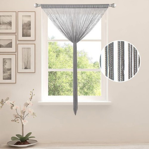 Miulee decorative string curtain for door 90 x 245 cm, grey