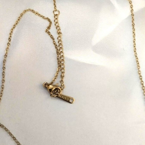 Flower stainless steel necklace golden with sparkling stones new