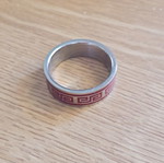 Men's Unisex Stainless Steel Ring with Greek Meander, Red/Silver