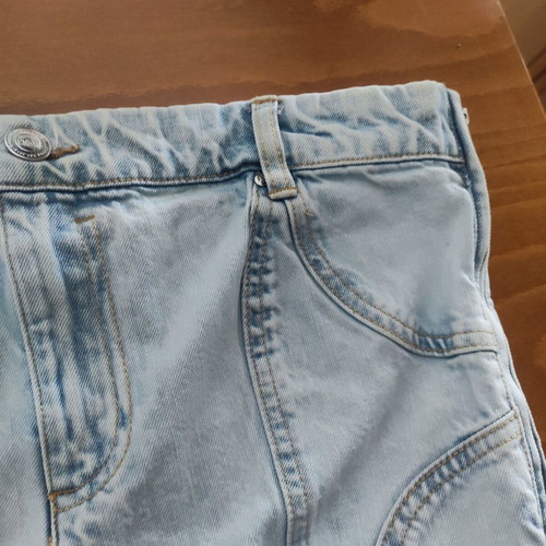 Pink Woman strapless denim top, blue, size M
