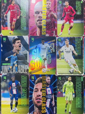 Panini Top Class 2023 collectible cards used, set of 15 with Liverpool, Real Madrid, PSG