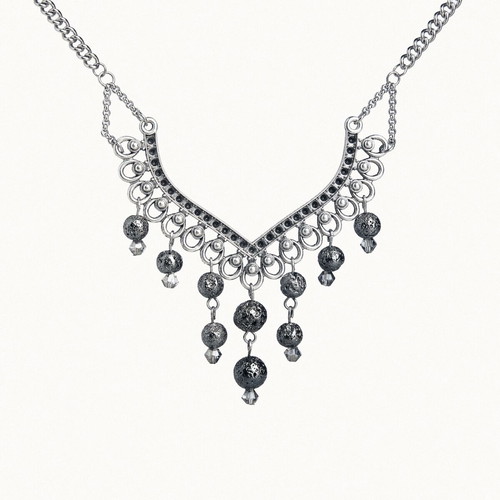 Silver necklace with lava stones new
