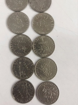 1 Franc France coins like new, pack of 10 pieces